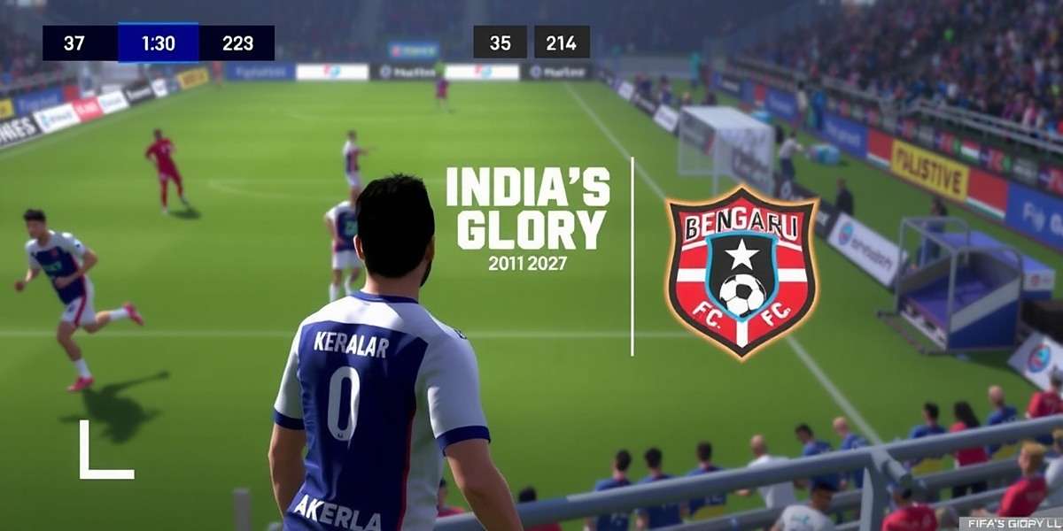 India's FIFA Glory gameplay showing Indian Super League match between Kerala Blasters and Bengaluru FC with India's FIFA Glory watermark